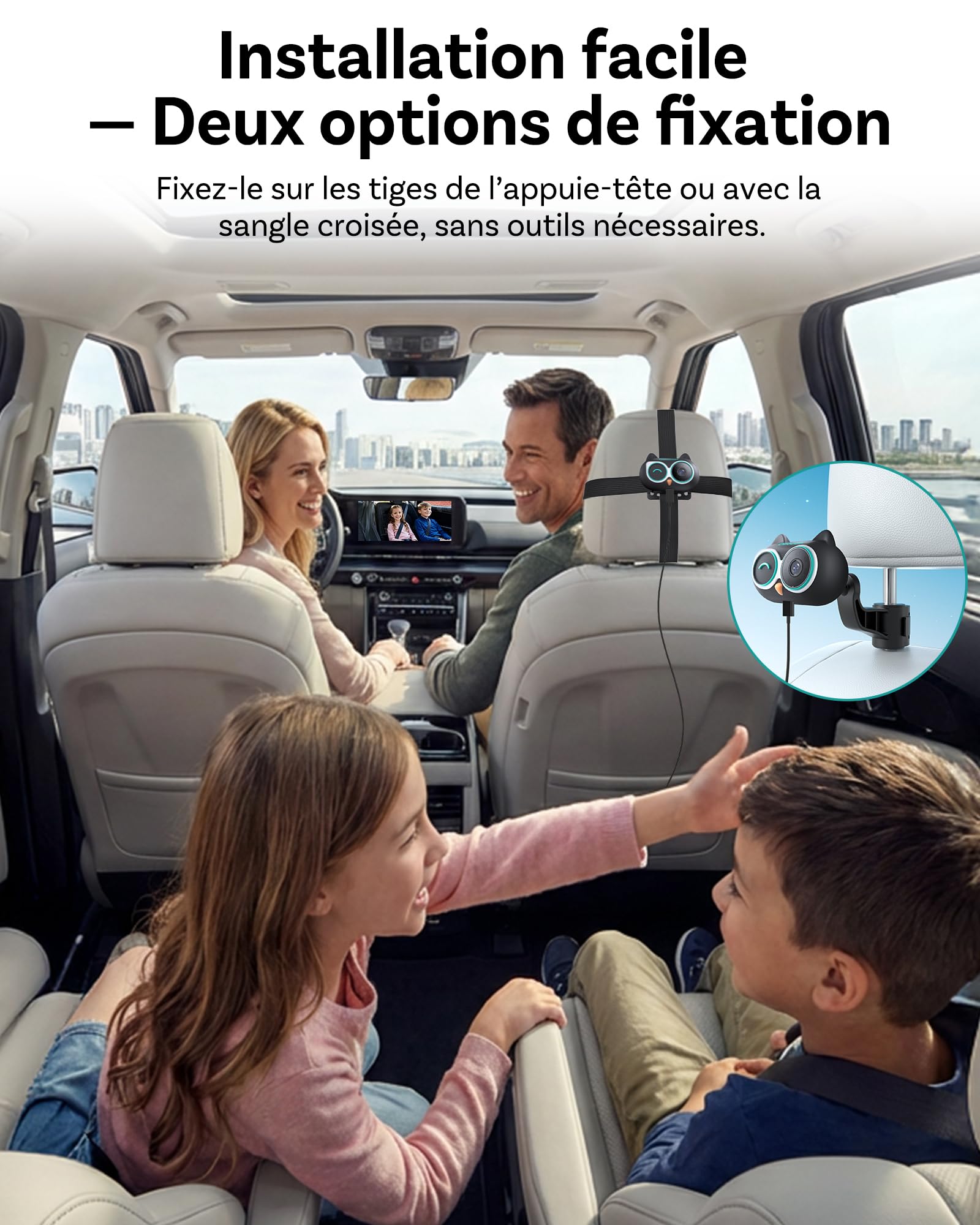 OTTOCAST Cabin Care, Adaptateur CarPlay sans Fil avec Caméra 2026, Caméra Bébé Voiture, Baby Monitor CarPlay sur Écran d’Origine, Écran Partagé & PiP, Vision Nocturne 1080P, Grand Angle, Plug & Play
