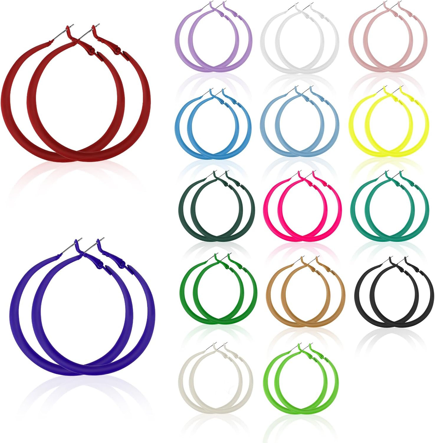 Lusofie 16 Pairs Acrylic Neon Hoop Earrings Colorful Hoop