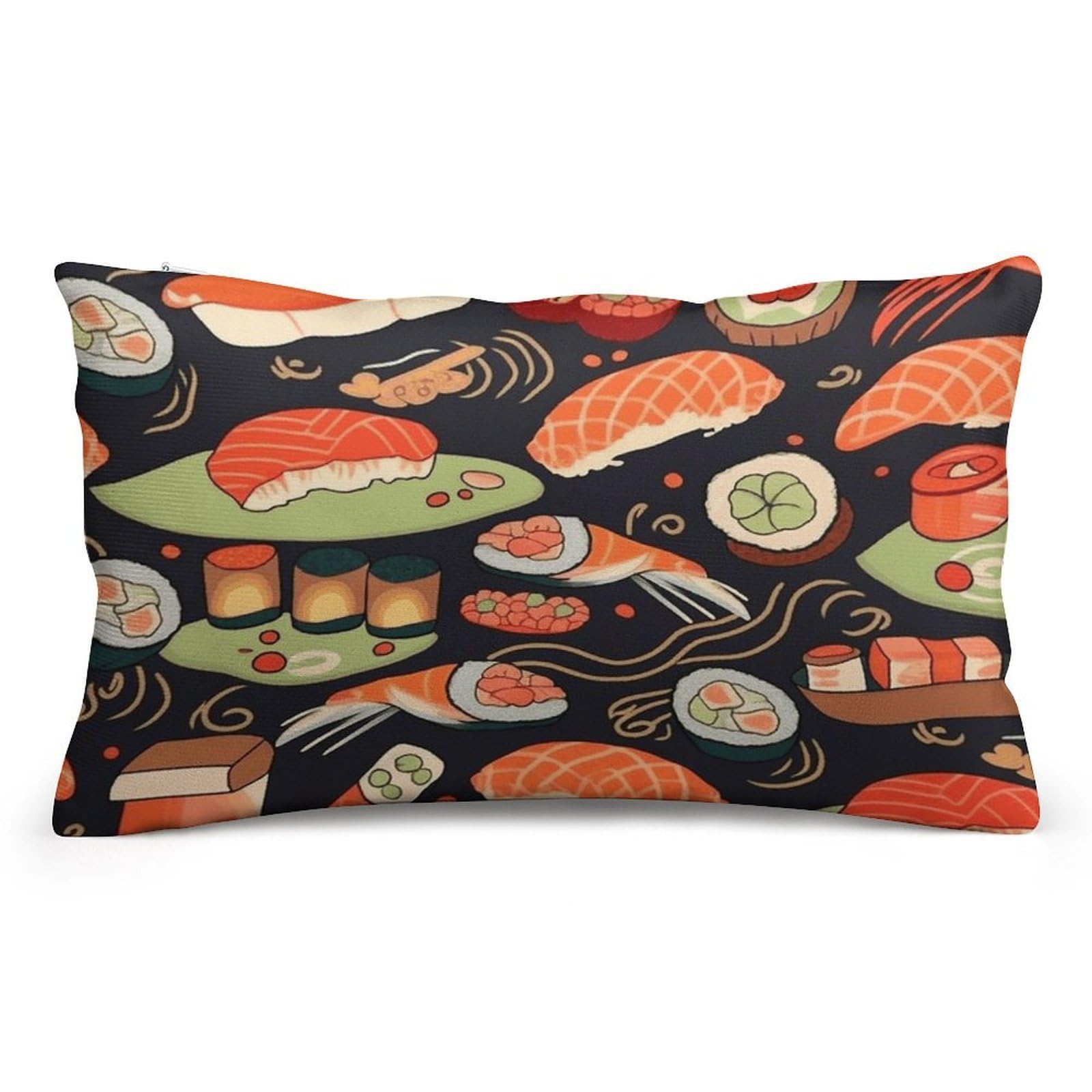 Velvet Pillowcases Standard Size 8"x12", Ultra Soft Breathable Pillow Cases for Bed, Luxury Cozy Fuzzy Pillow Shams, Lumbar Pillow Cover, Japanese Sushi Shrimp Cushion Case Home Decor