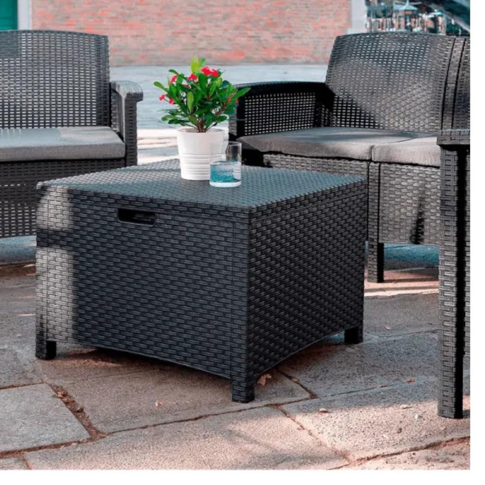 Salotto da Giardino in Resina Effetto Rattan Divano da Due posti con Due poltrone e Un tavolino - Bianco