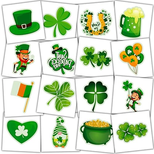 Miniatura 7 de 30 hojas de tatuajes del día de San Patricio, accesorios para el día de San Patricio, trébol verde, calcomanías temporales de tatuajes temporales,