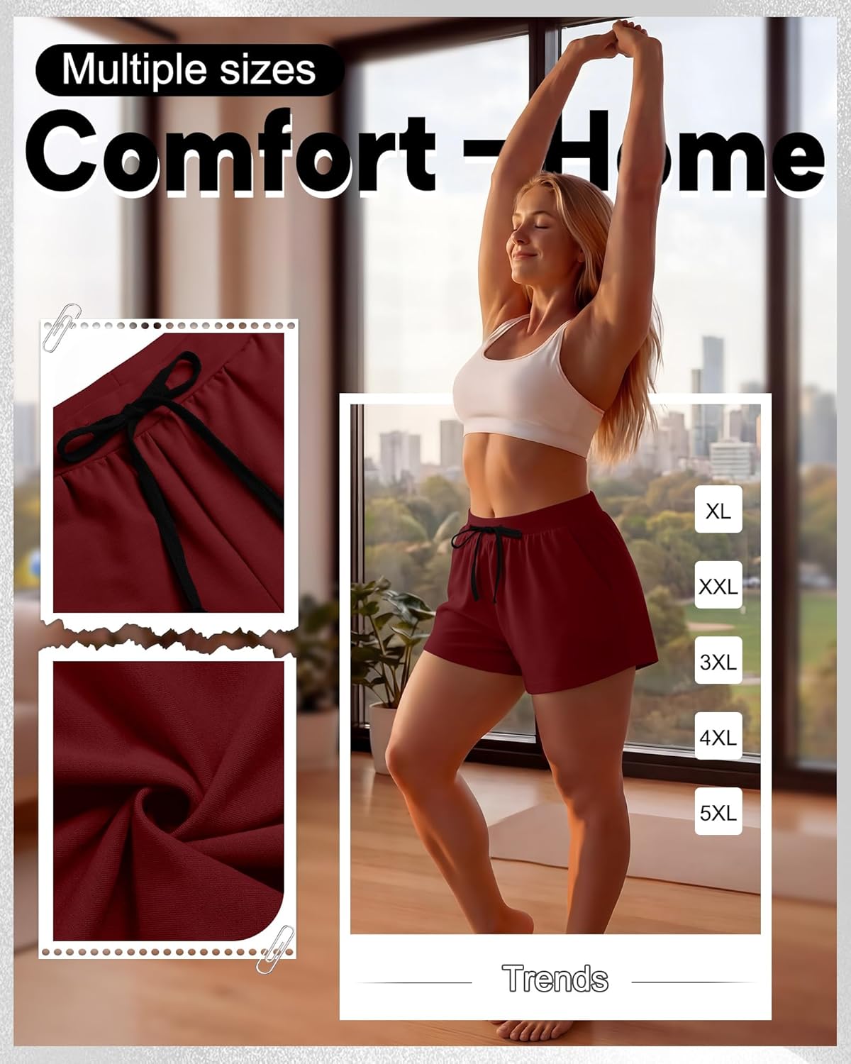 Neer 3 Pack Plus Size Shorts for Curvy Women Wide Leg Elastic Drawstring SweatShorts Casual Knit Lounge Summer Shorts - Image 4