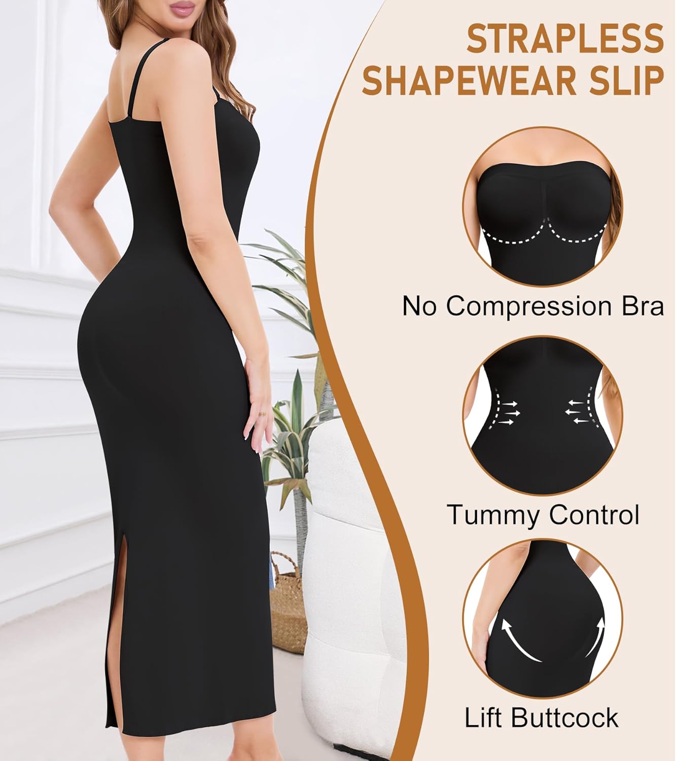 Strapless Shapewear Slip for Under Dresses Full Slip Dress for Women Tummy Control Seamless Body Shaperwear dress - Image 3