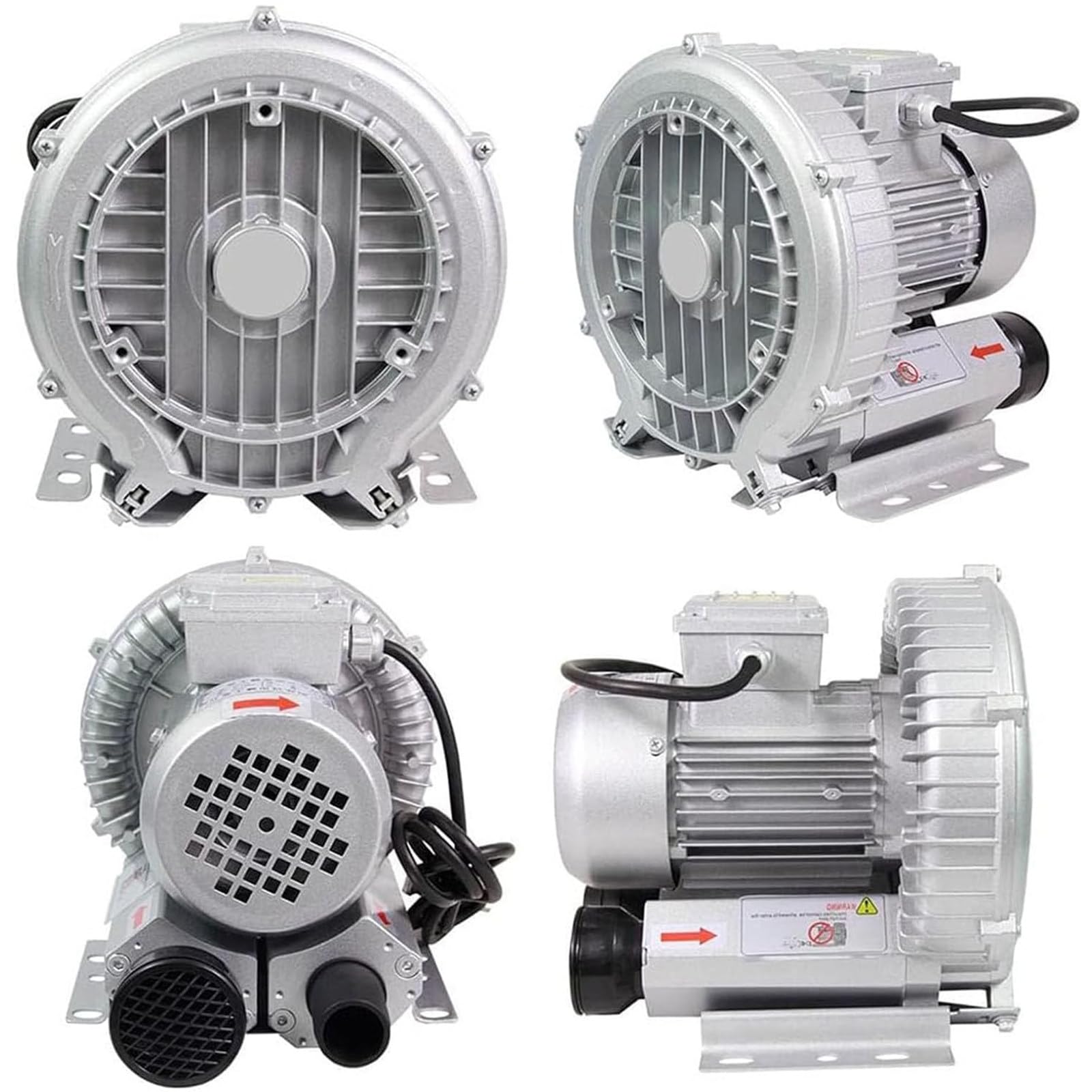 Soffiatore rigenerativo, monofase 120W-1100W, soffiante ad Anello a vortice ad Alta Pressione, soffiante a Canale Laterale, per soffiaggio d'Aria o aspirazione,1100W/1.48HP