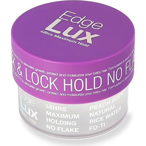 Edge Lux Edge Control Gel with Castor Oil, Keratin, Biotin, and Olive Oil - 48 Hour Maximum Hold, Non-Flaking, Non-Greasy, Scented, Conditioning Styling Gel for All Hair Types