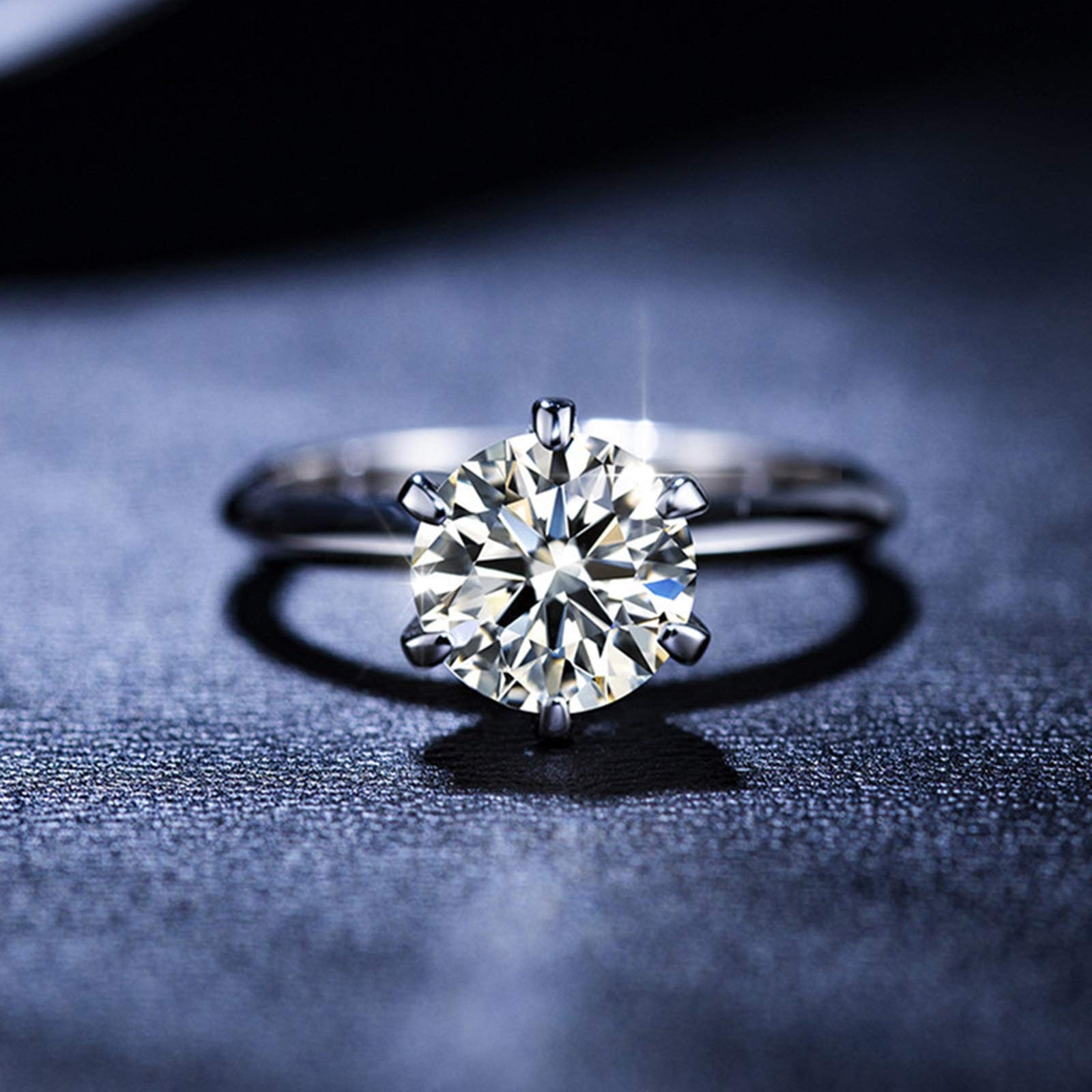 Damskie obrączki ślubne 18-karatowe 6 mostów ustawienie mostka moissanit białe złoto pierścionek ślubny z diamentem, S 1/2, colore: 1.5ct, cod. BSLWFNZ4758