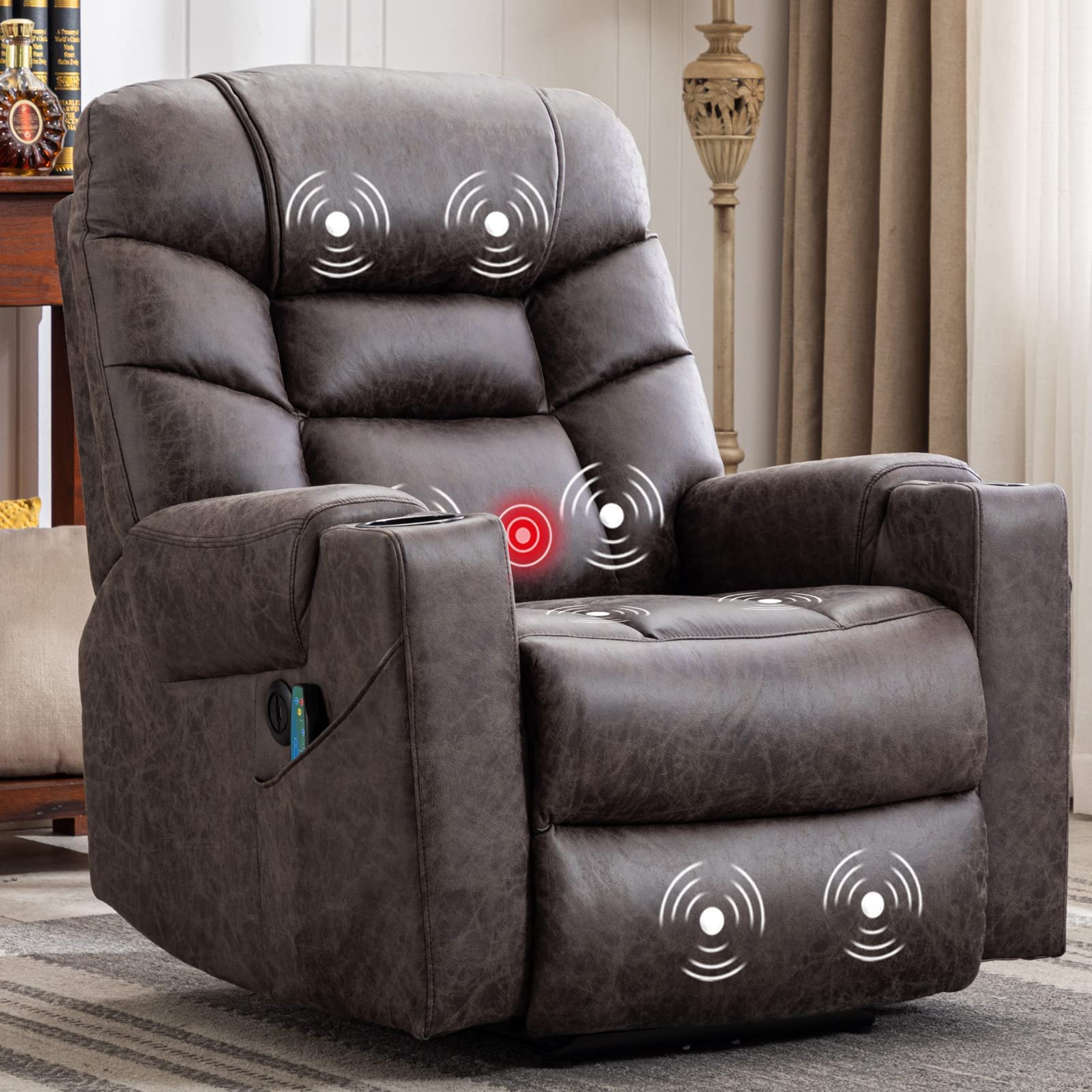 Buy ANJ Massage Electric Recliner Chairs with Heat, Faux Leather Power