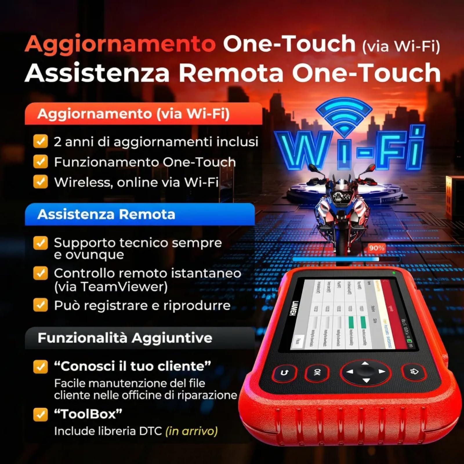 Launch CRP129 MT Pro Strumento di diagnostica per moto, test bidirezionale completo di tutti i sistemi OE, reset per Harley Honda Yamaha Kawasaki, 38+ marche, 11 lingue, 2 anni di aggiornamenti