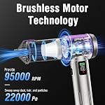 Aspirateur de voiture portatif sans fil, Aspirateurs à main & 22000 Souction de haute puissance Pa Air Duster pour le nettoyage de voiture, la maison, le bureau, les cheveux d'animaux de compagnie, filtre lavable, LED lampe