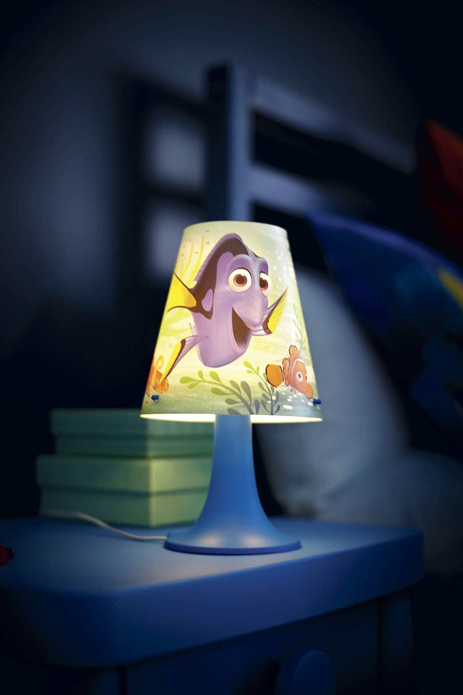 Abat-jour Philips/Disney Dory Bleu - Motif Projecteur Pour Chambre Enfant - Suspension Avec Adaptateur E27/E14 - Hauteur Max 26cm