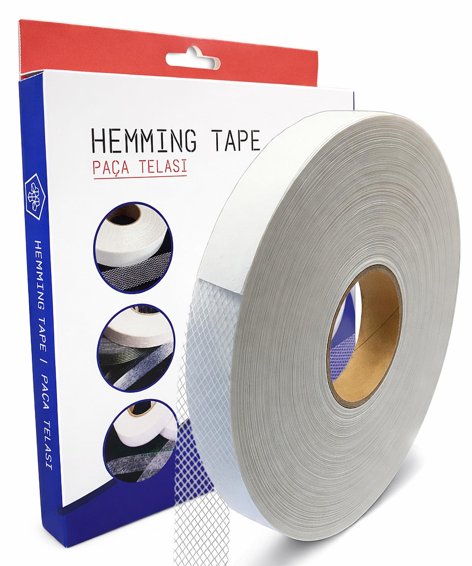 modern teknik tekstil Paça Telası 2 cm x 50 m - Çift Taraflı Yapışkan Tela - Şerit Tela - Ütü ile Yapıştırılan Tela - Dokumasız Uygulama - Amerikan Tela - Dikiş Nakış Telası (Beyaz)