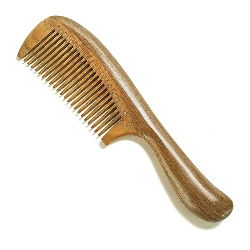 Miniatura 7 de Moreinday Peine de madera para el cabello, peine de madera antiestático, peine de sándalo verde, peine de dientes finos para mujeres y hombres