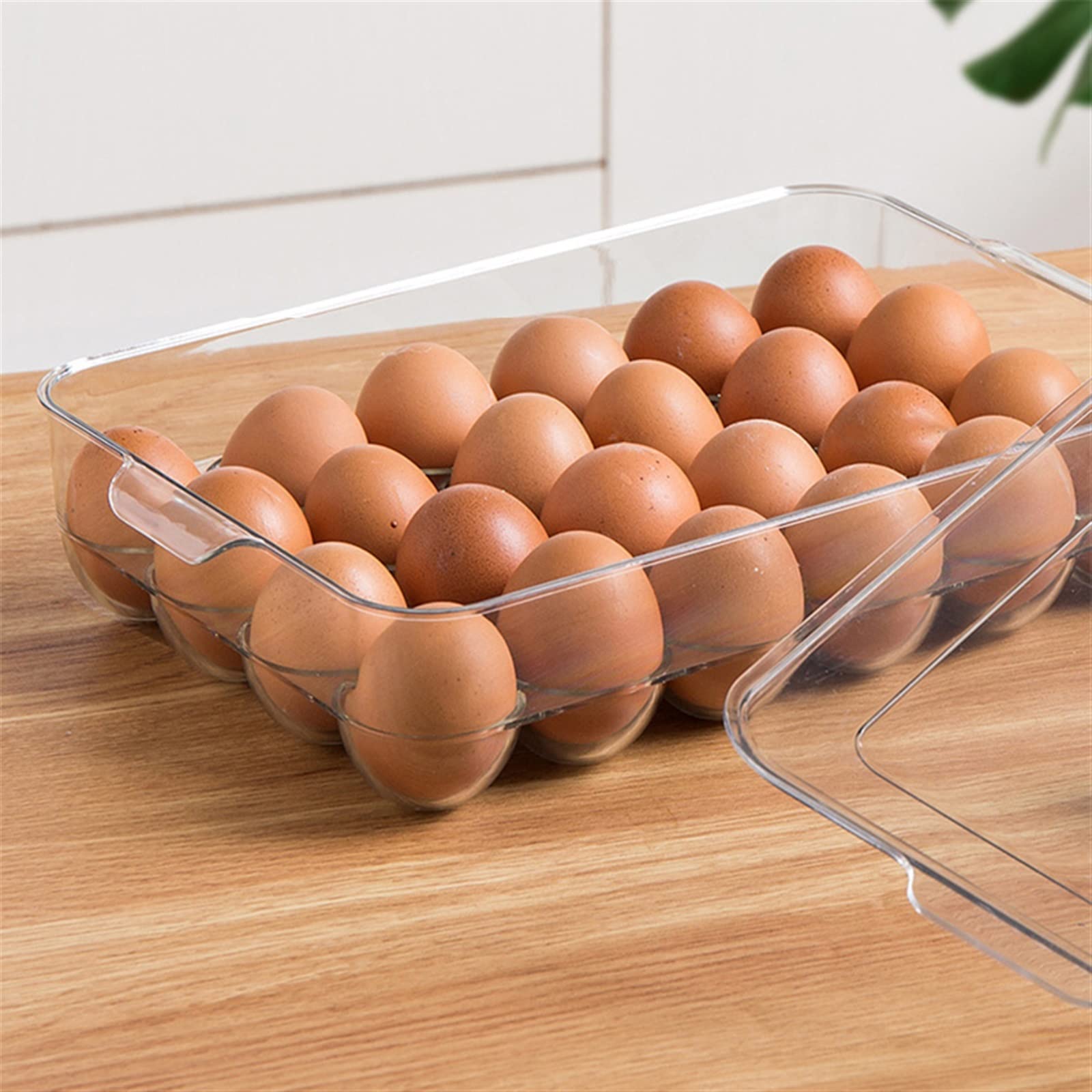 Cubo de Huevos para refrigerador Soportes de Huevos Cubiertos Transparentes para refrigerador 24 Soporte de Huevos Bandeja Caja de Almacenamiento Dispensador Apilable