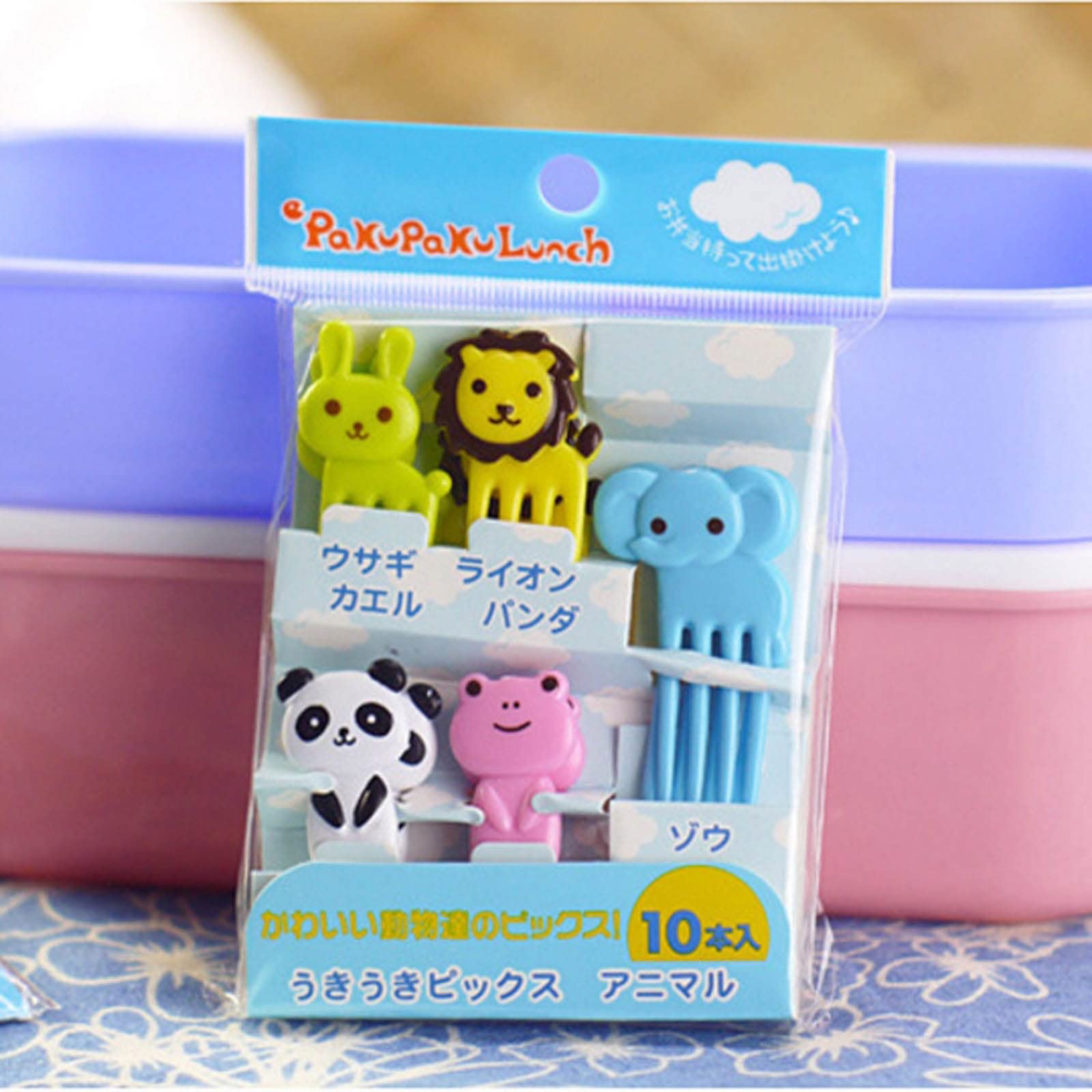 Saccgt 10Pcs Animal Farm Cartoon Fork Fruit Toothpick Sign Lunches Plastic, Random Delivery