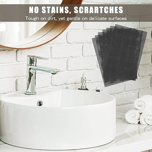 Miniatura 7 de 50 unidades de pantalla flexible para limpieza del hogar 5.5 x 4 pulgadas, almohadilla de malla flexible para limpieza de grano abrasivo para