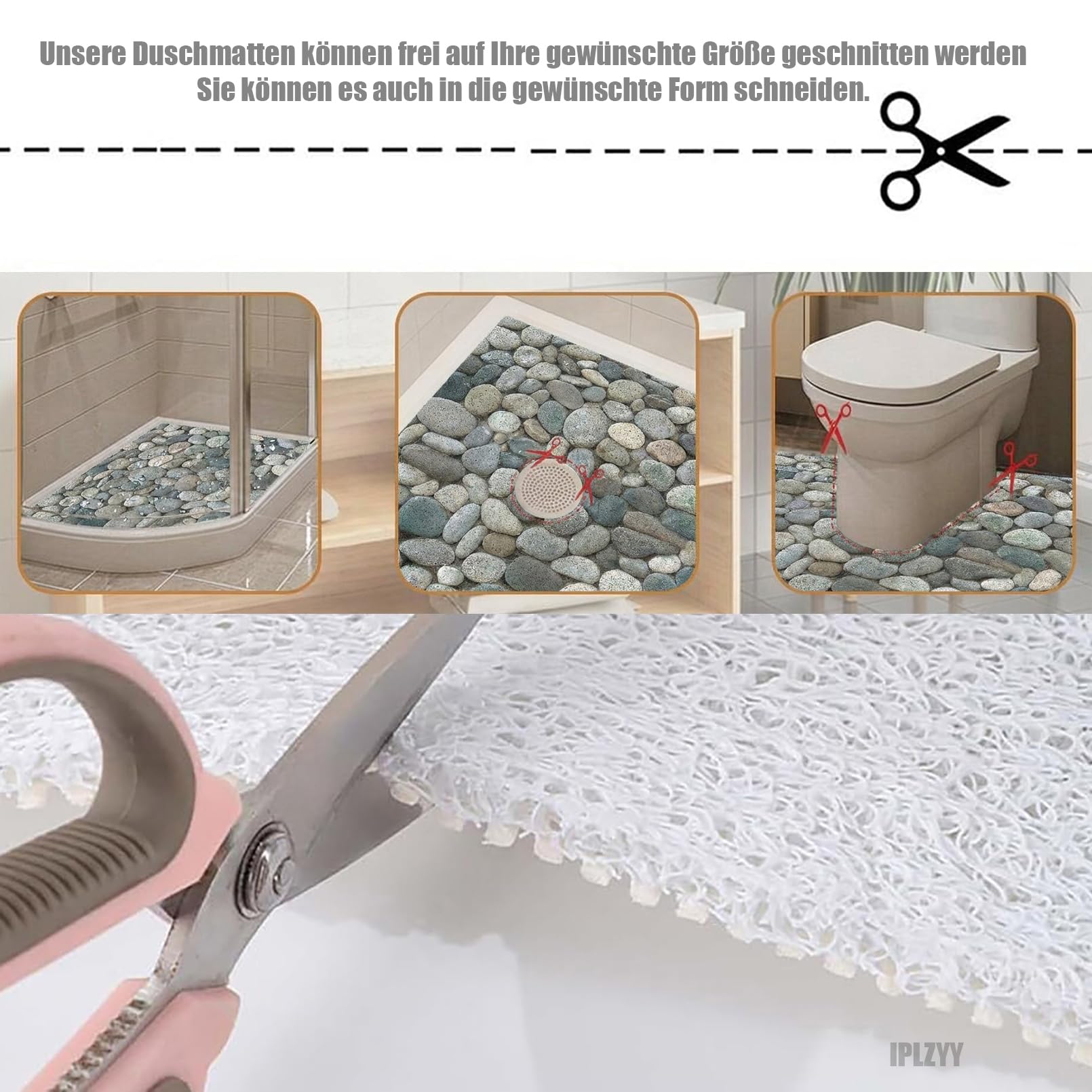 Alfombra Ducha Antideslizante Estilo Moderno Alfombrilla Ducha Antideslizante de PVC Textura de Luffa Alfombra baño con Agujeros de Drenaje Secado Rápido,Farbe1,60x120cm