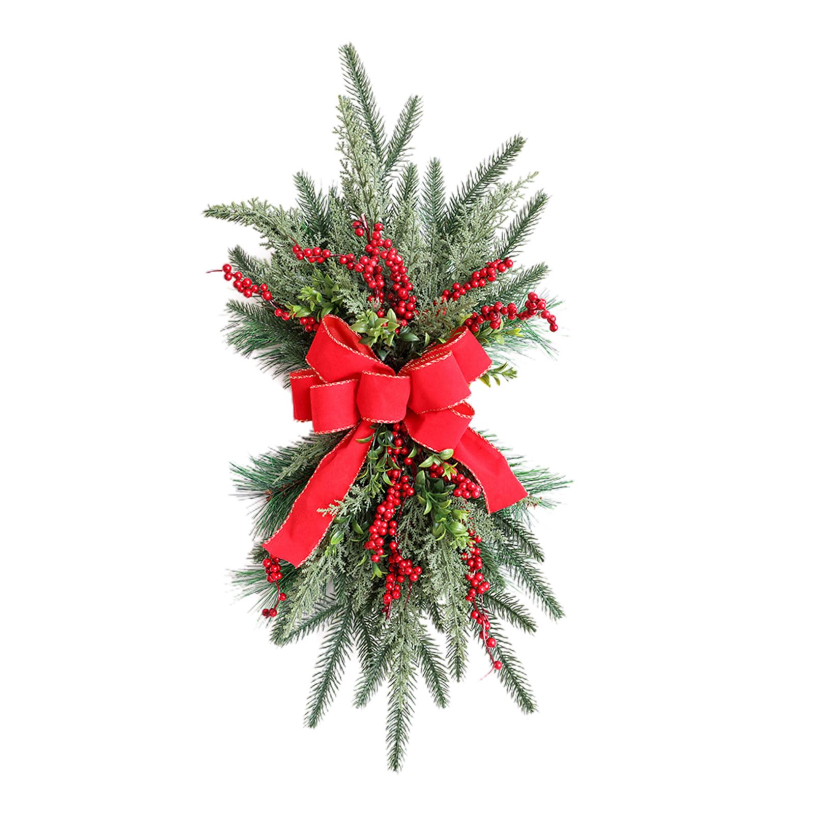 Jazuaiao Artificial Hanging Stairs Garlands with Pinecones Bowknot Christmas Decor Wreath for Stair Front Door Decoration Holiday Holiday Decoration