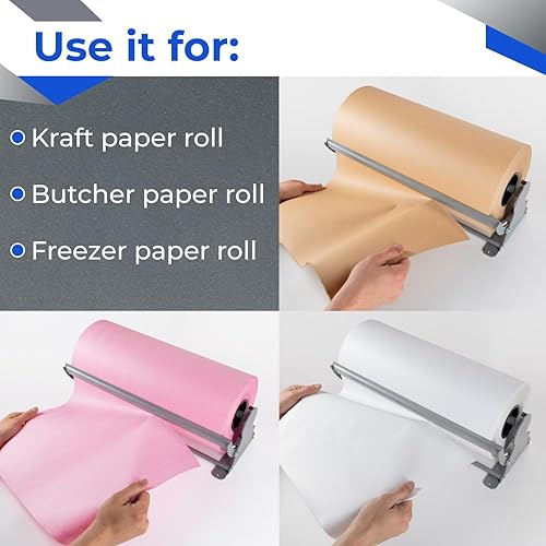 Miniatura 5 de IDL Packaging Dispensador y cortador de rollos de papel kraft de 24 pulgadas para rollos de hasta 24 pulgadas de ancho y 9 pulgadas de diámetro,
