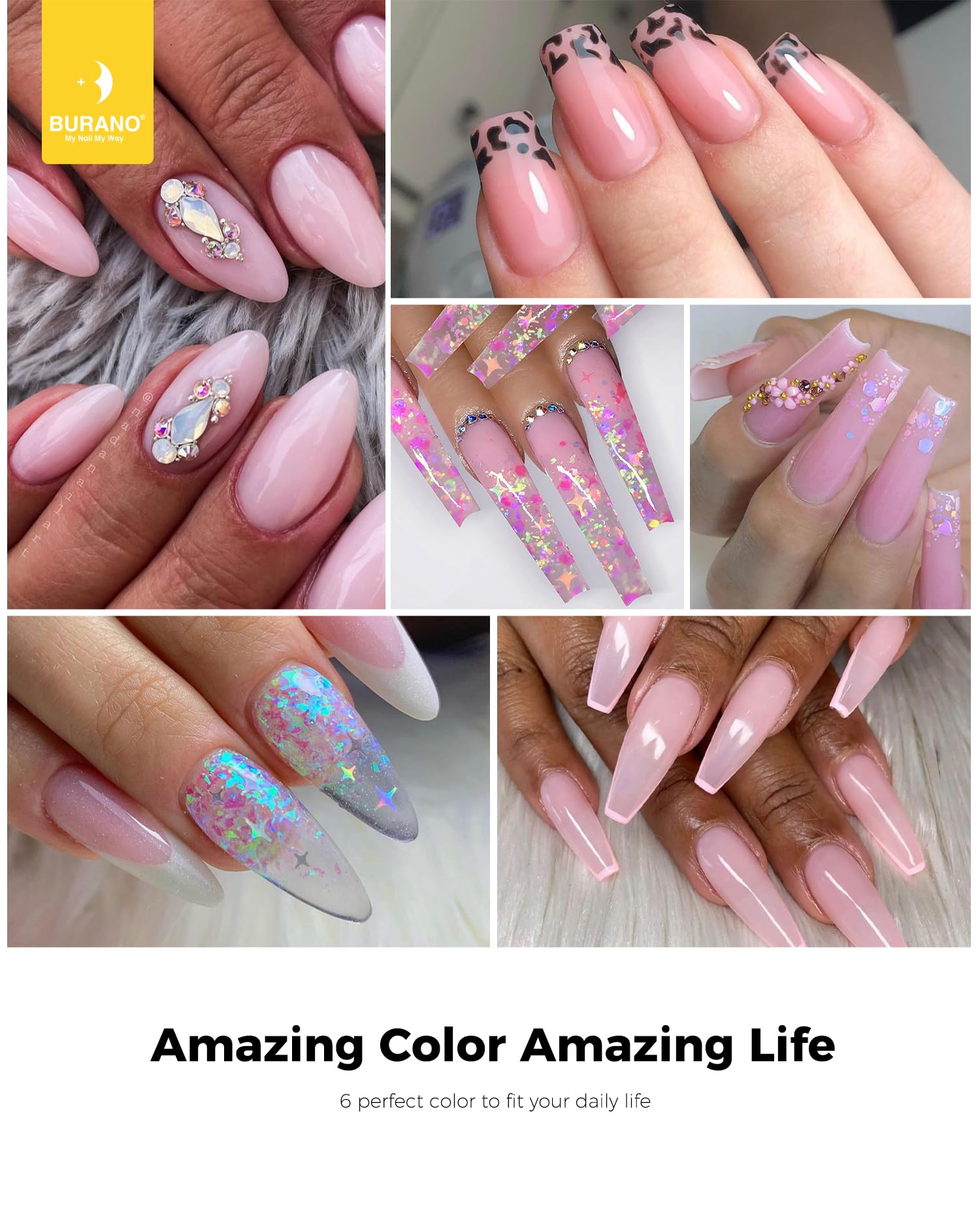 BURANO Poly Nail Gel Kit z UV LED Nail Lamp with Poly Nail Extension Gel Builder Przedłużający Żel Extension Kit Do Nail Salon Zestaw Prezentów dla Kobiet Różowy Nude 2
