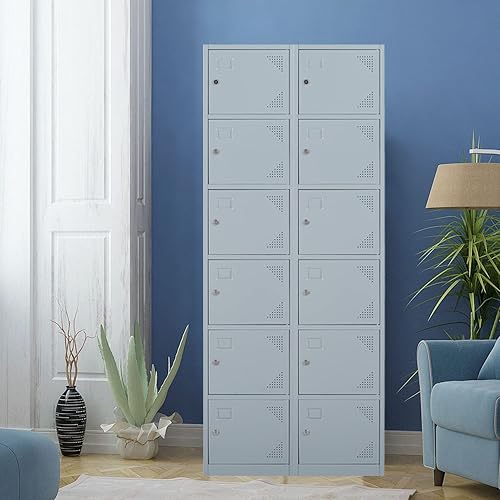 Vista 189 de Taquillas de metal para empleados, armario de almacenamiento de acero con 5 puertas para el hogar, oficina, escuela, gimnasio (blanco)