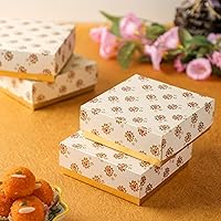 Vista 10 de Lotus - Cajas blancas impresas para dulces indios, galletas, golosinas, mithai, dulces, cajas de regalo con tapas a granel, caja de Mithai a granel