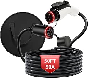 50A 50FT J1772 EV Extension Cable, Level 2 EV Charger Extension Cord, Heavy-Duty 240V EV Extension Cable for Fast Charging (50FT)