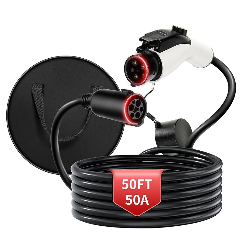 Cabo de Extensão para Carregador de Veículo Elétrico J1772, 15,24 m, 48 A e 240 V, WenStorm, Preto