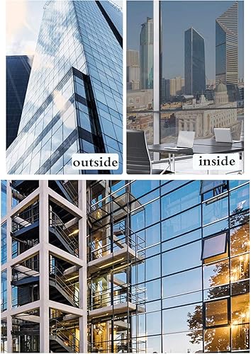 Miniatura 6 de LKXHarleya Película de espejo unidireccional para ventana, autoadhesiva, protección diurna, control de calor, película de vidrio reflectante anti