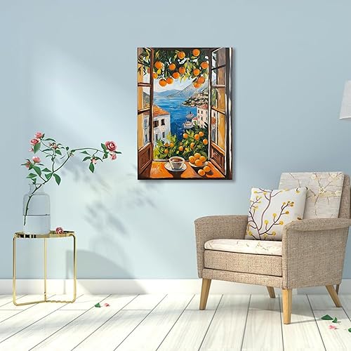 Miniatura 7 de Arte de pared abstracto de Matisse con imagen costera azul, póster de Henri Matisse con ventana abierta, vintage, impresión naranja abstracta,