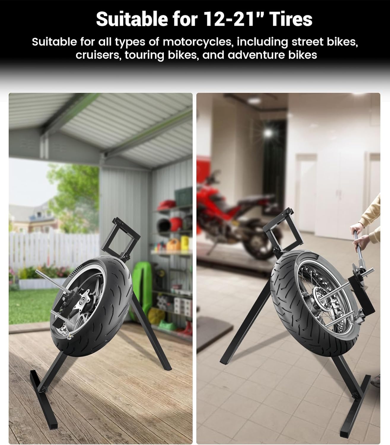 Street Bike Motorcycle Tire Changer Kit, Portable Tire Changer with Duck Head, 12''-21'' Tire Change, Fit for Street, Cruiser, Touring, Adventure Bikes