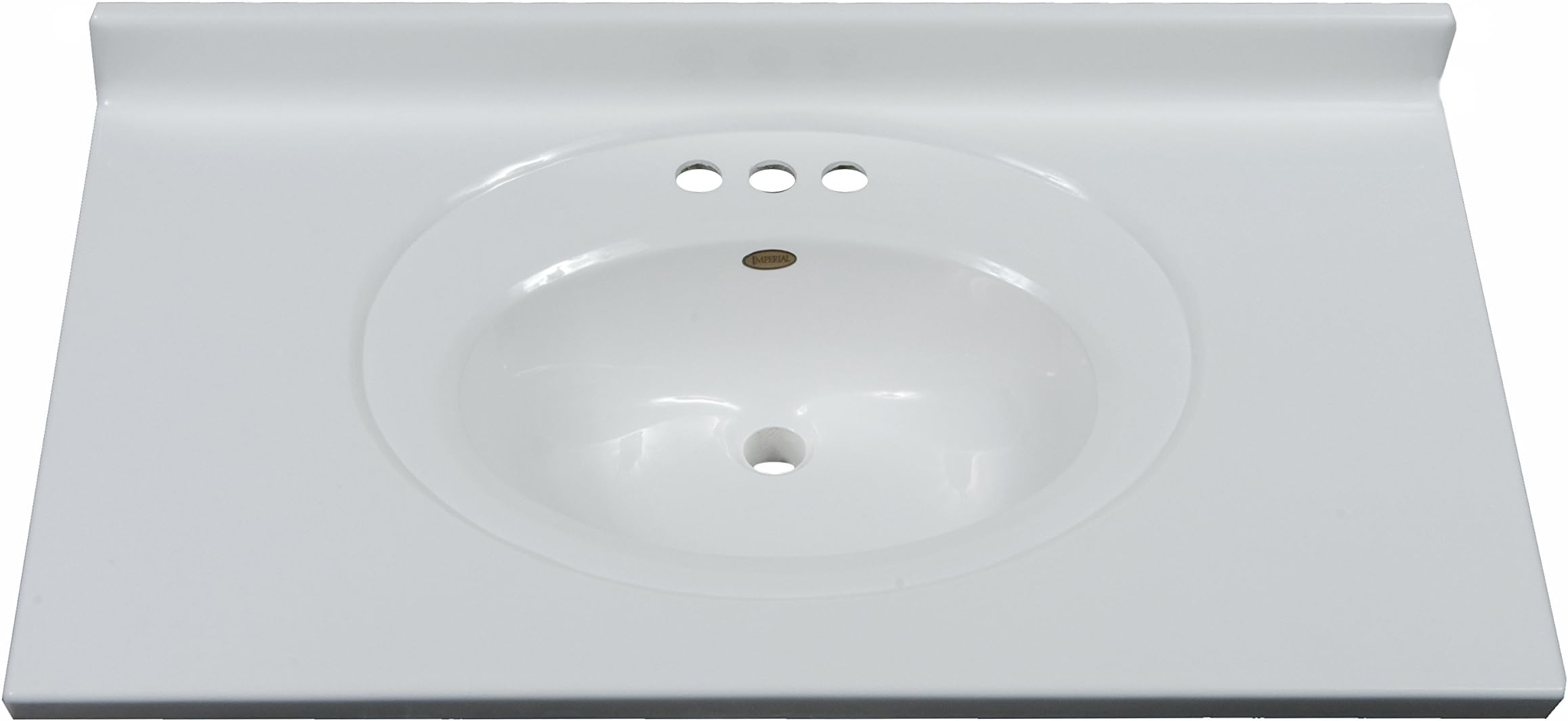 Imperial FRC3722SPW Bathroom Vanity Top with Recessed Center Oval Bowl, Solid White Gloss Finish, 37-Inch Wide by 22-Inch Deep