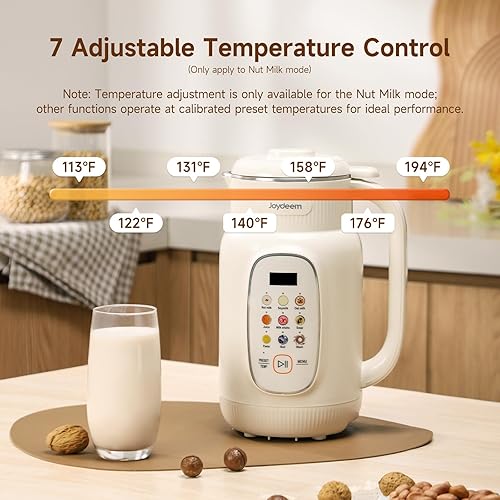 Miniatura 2 de Joydeem Máquina para fabricar leche de nueces, control de temperatura ajustable, 46 onzas de almendra, soja, avena, licuadora de bebidas no lácteas