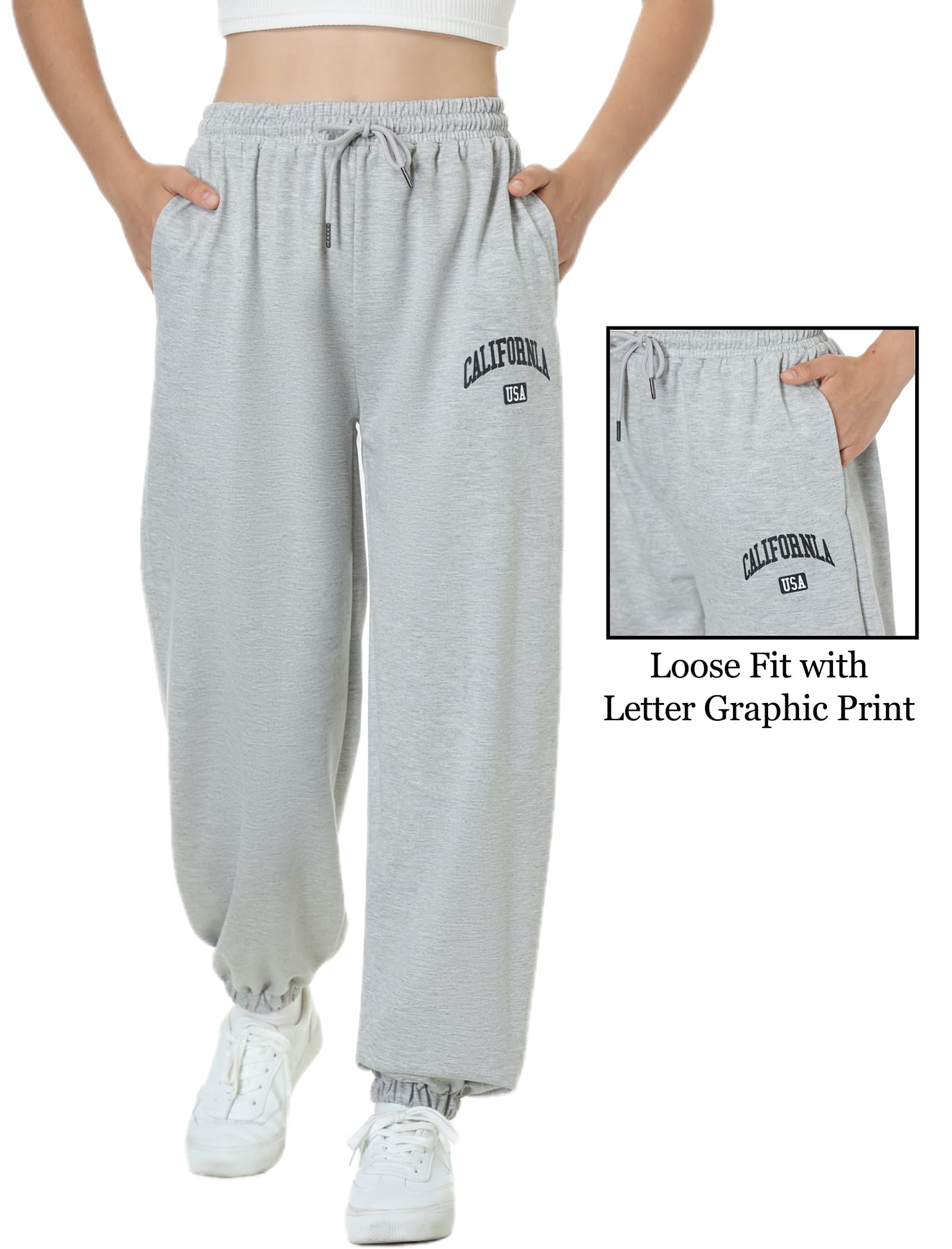 EXARUS Confezione da 3 pantaloni della tuta da ragazza pantaloni della tuta carini larghi Tween vestiti alla moda per adolescenti preppy con tasche | Tween Baggy Casual Preppy Tasche Vita Alta Elastico in Vita Scuola Sport Abbigliamento Alla Moda Bambini