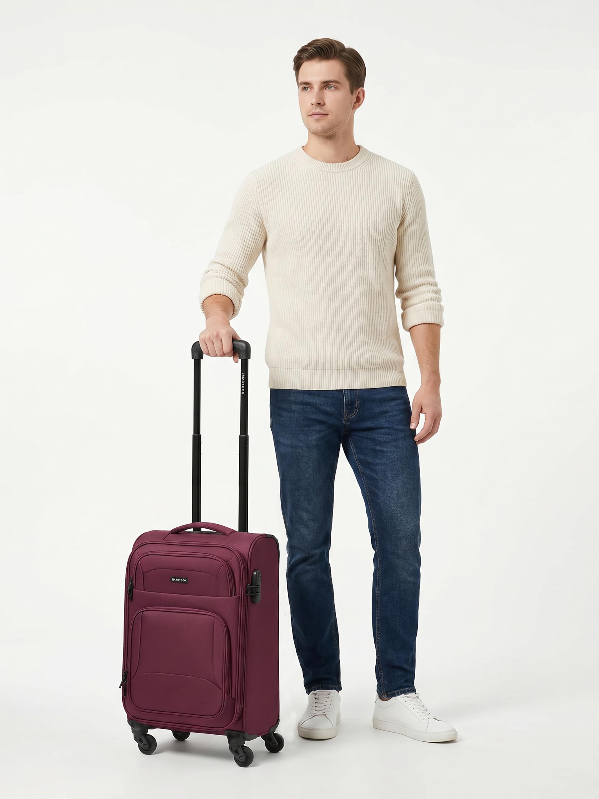 Smartbox Valigia morbida da cabina per uomo e donna, 36 x 23 x 55 cm, 4 ruote e lucchetto a combinazione, espandibile con piega di espansione, leggera 2,6 kg (Edition 04)
