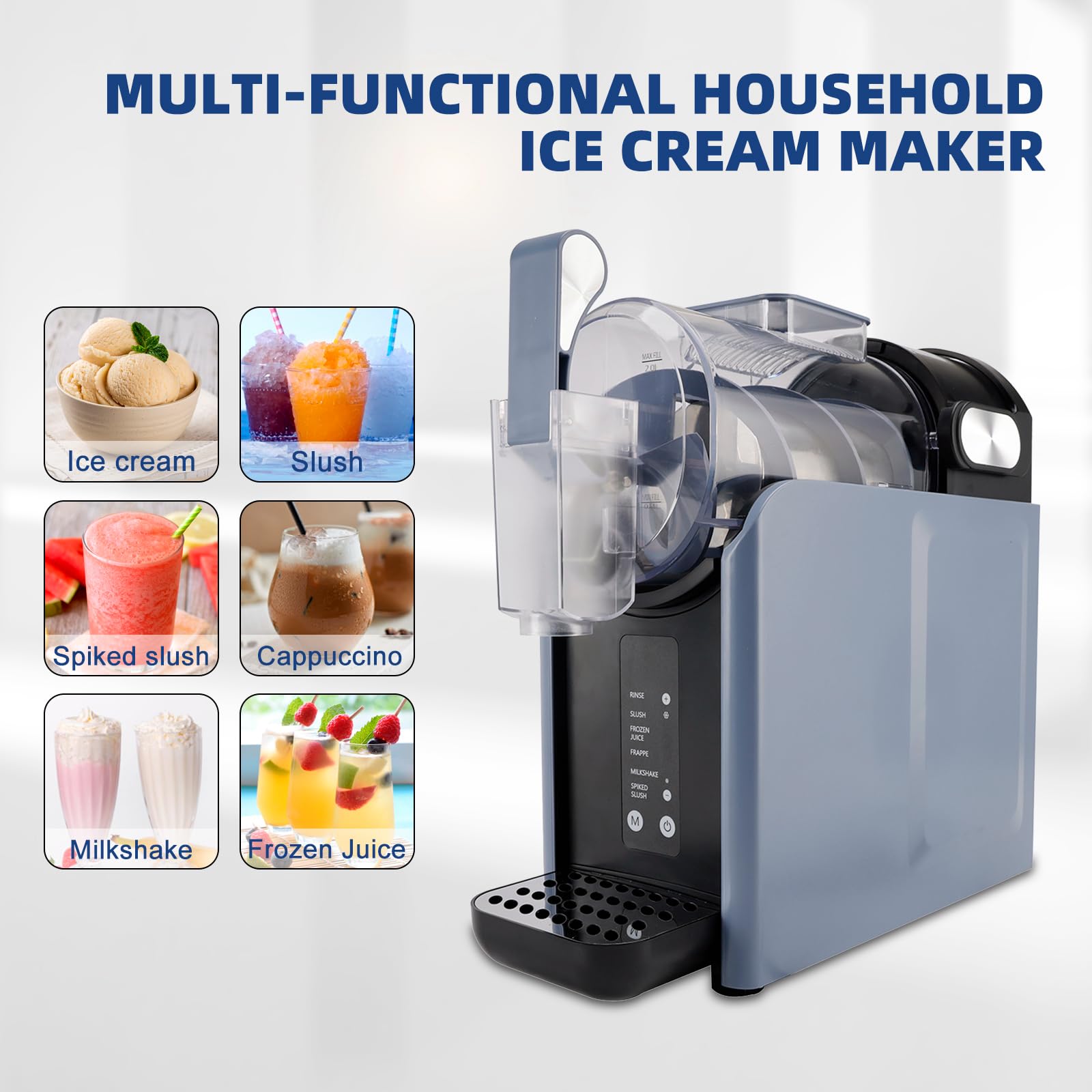 2L Slushy Maker – Frozen Drink Maschine mit 5 Programmen für Slush, Milkshakes, Iced Coffee, Alkoholfreie Getränke, Selbstreinigungsfunktion, Für Zuhause