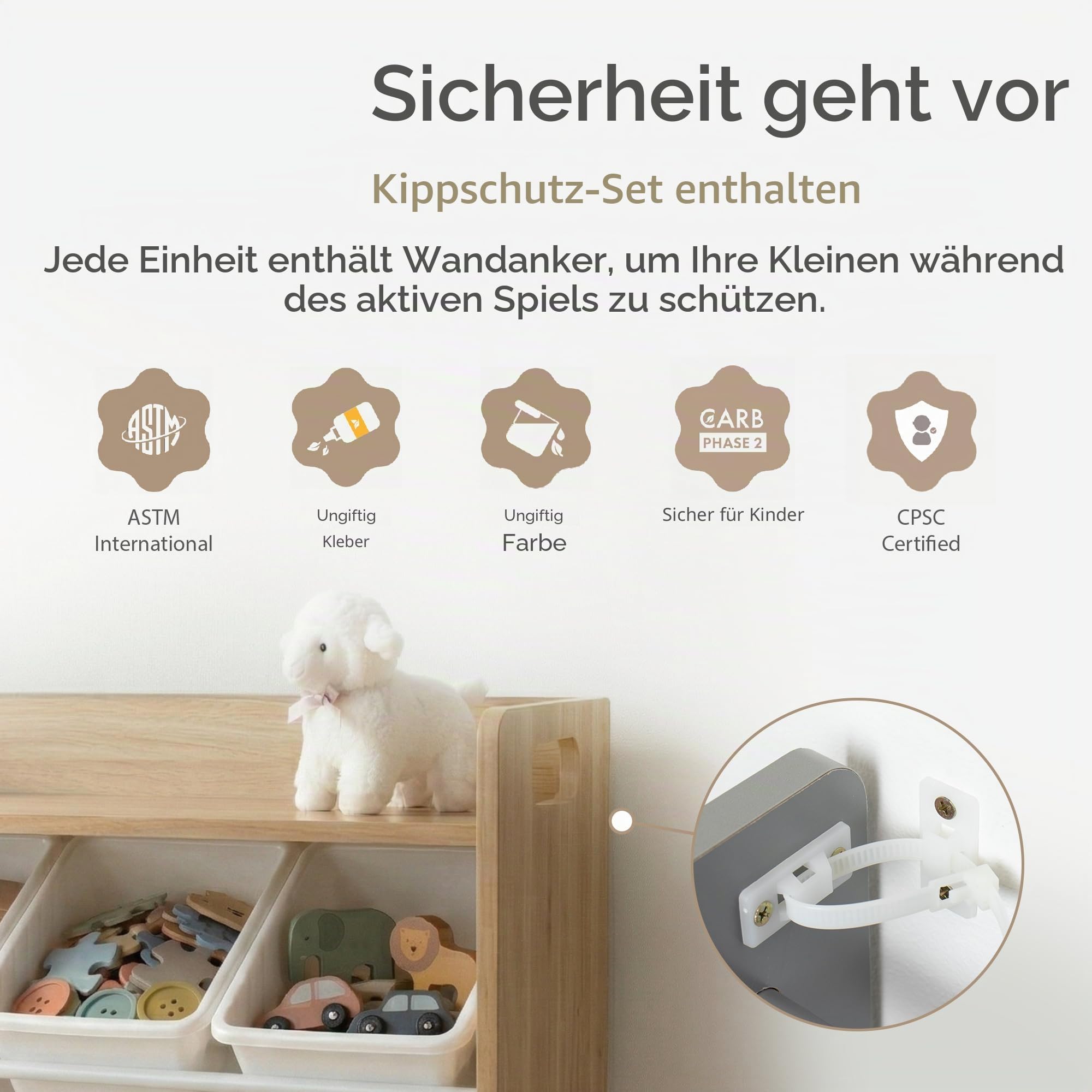 Humble Crew Kinderregal – Spielzeugregal mit 9 Aufbewahrungsboxen, Aufbewahrungsregal für Kinderzimmer, Natur/Weiß