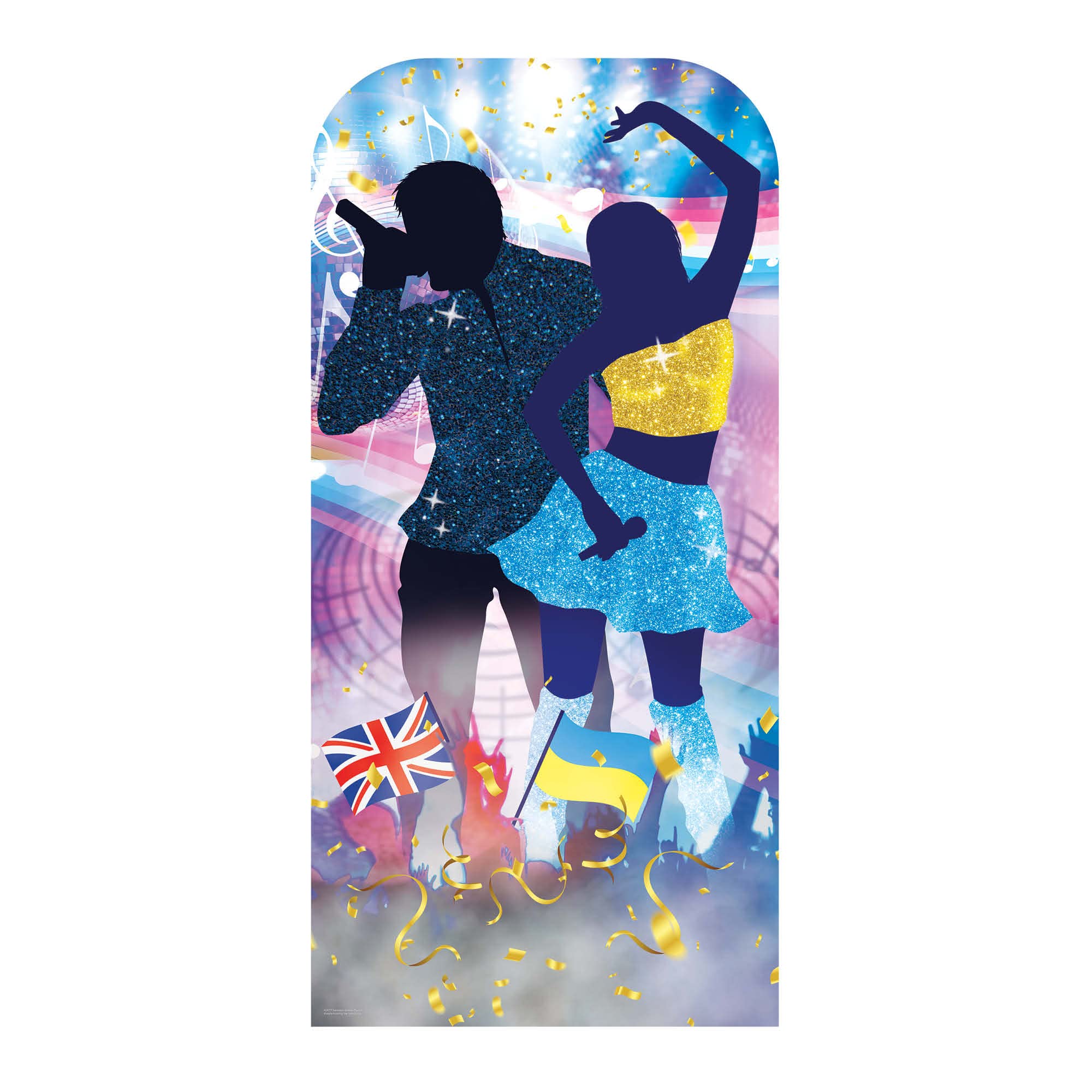 Star Cutouts SC4271 Song Contest Stand-In Cardboard Cutout with Mini – Music Party Photo Prop, Eurovision-Style Event Display & Fan Decoration