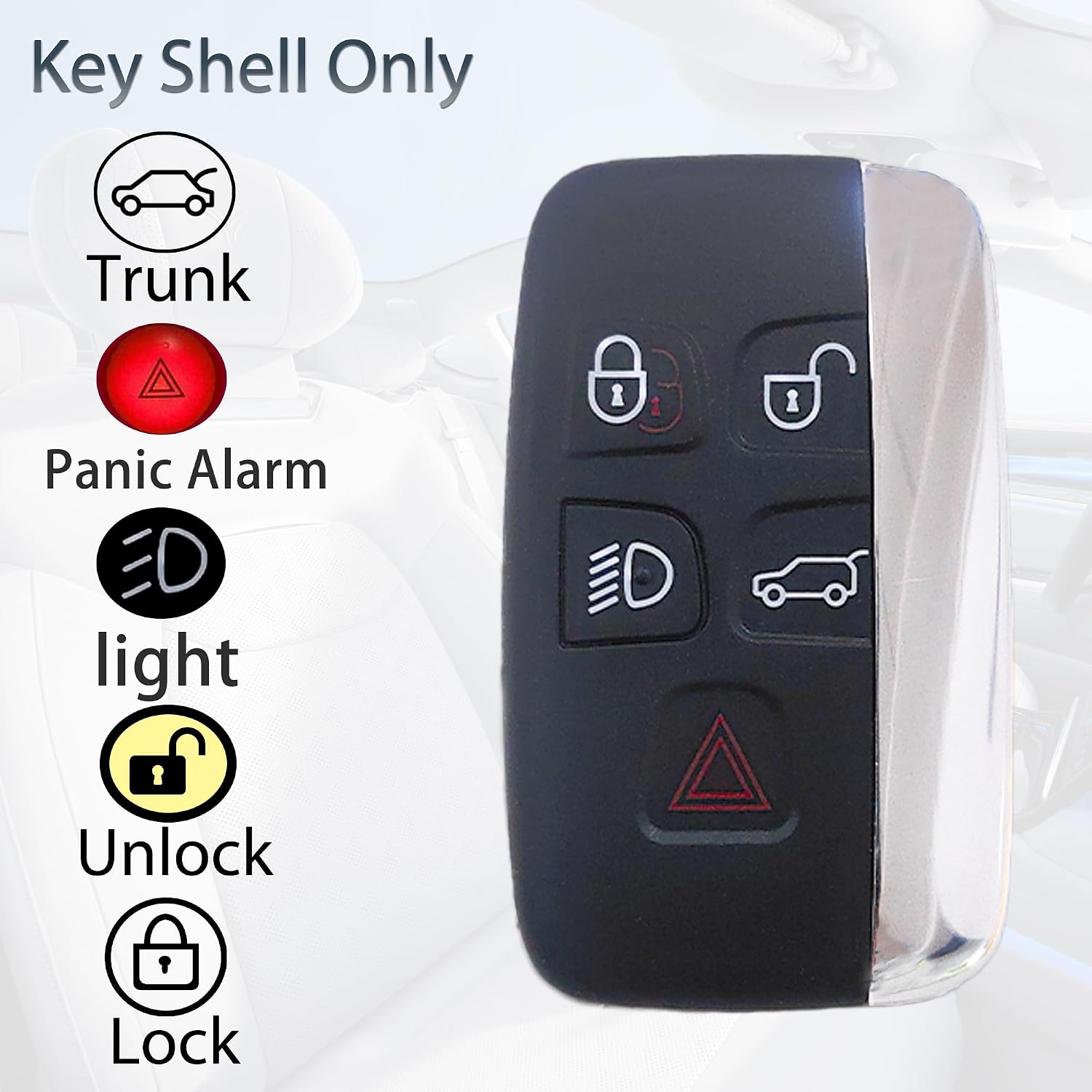 SUPALAND Key Fob Shell Case Replacement Fits for Land Rover Range Rover Sport Evoque LR4 LR2 Jaguar XJ XF XK F-Type F-PACE XE 2012 2013 2014 2015 2016 2017 2018 Keyless Entry Remote Control 5 Button