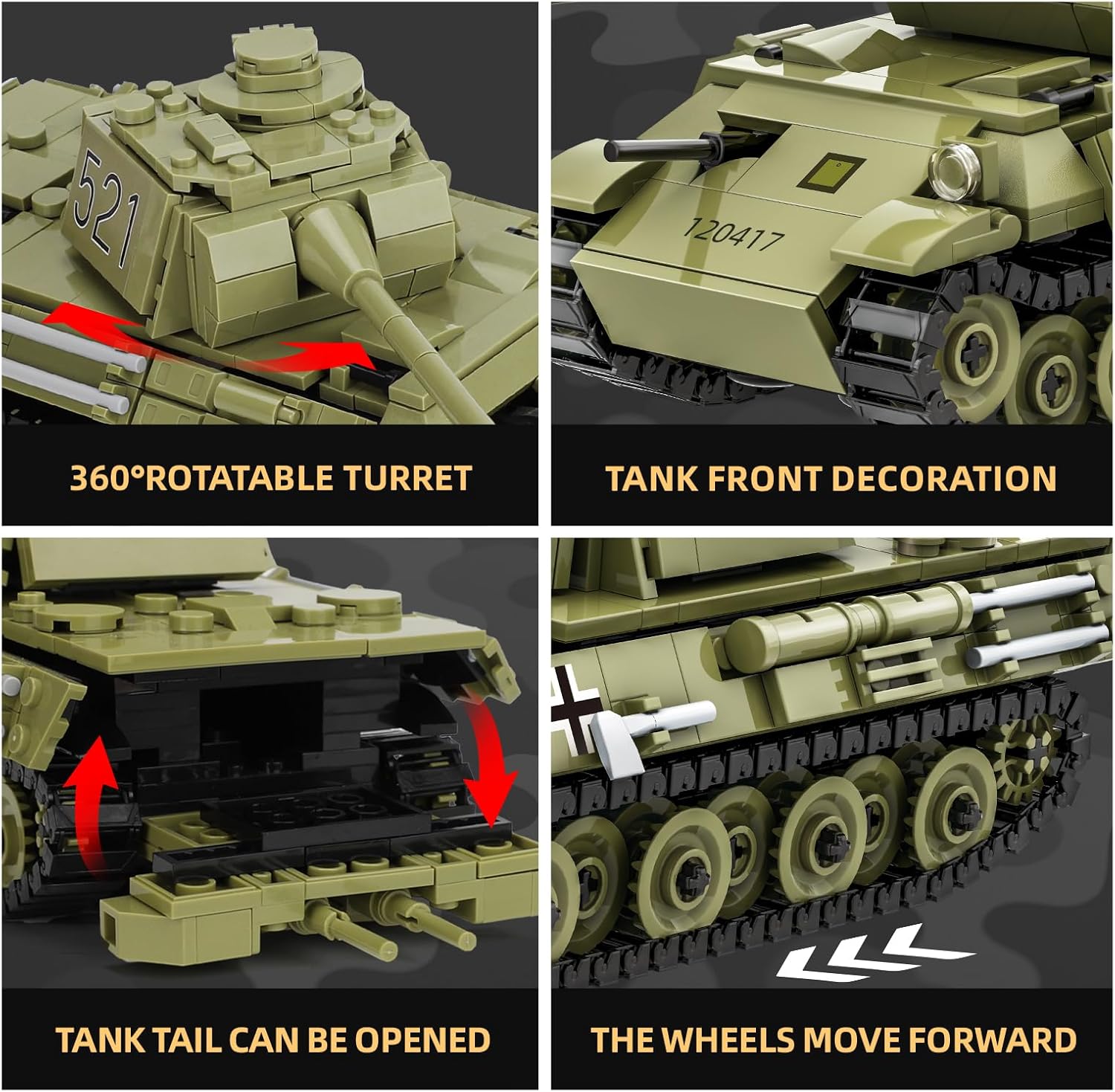 Panther Tank Building Set, Compatible with Lego Military Tank, WW2 Army Toys Historical Collection Model for Military Fans, Gifts for Teens Kids Boys 8-14 (638PCS)