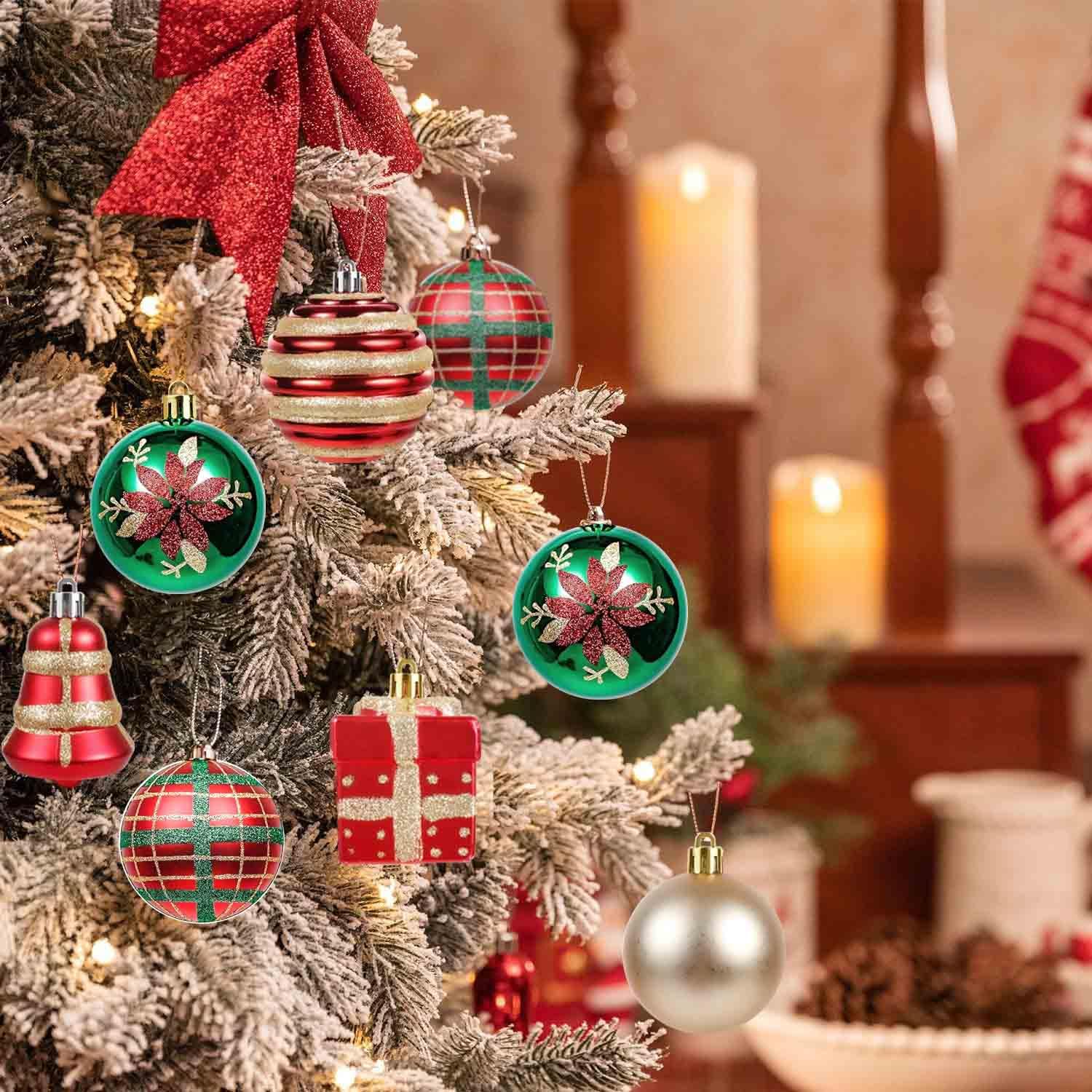 Christmas Ball Ornaments Set, 55ct 60mm Elegant Red Green and Gold Assorted Xmas Tree Ball Ornaments, Shatterproof Christmas Tree Hanging Ornaments for Xmas Decoration - Image 4