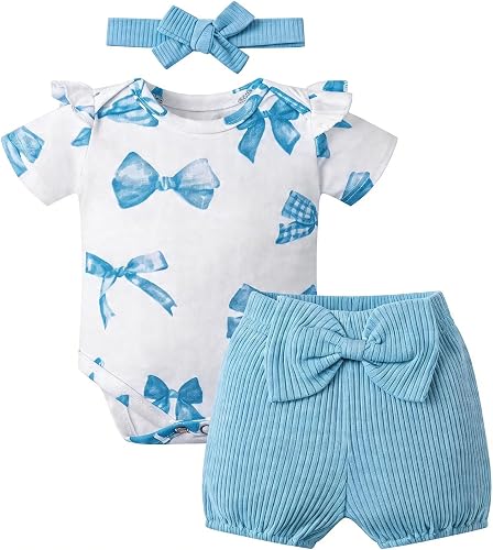 Asmea Vetement Bebe Fille Naissance Été Ensemble Bébé Fil… - 1