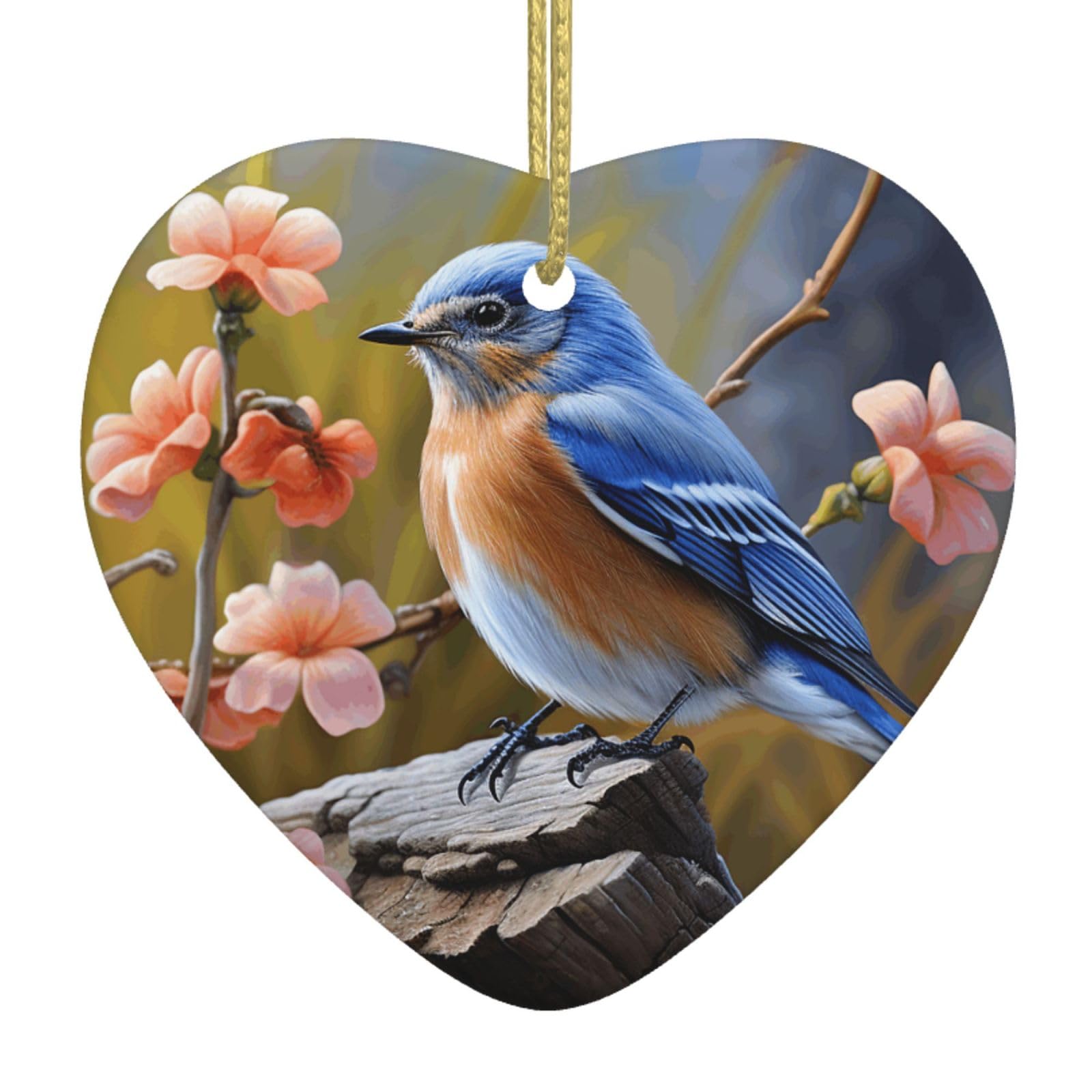 Fodpand Women's White Eastern Bluebird Christmas Ornaments 2025, Gift Exchange For Men, Collectible Ceramic Ornament Heart Hanging Ornaments For Christmas Tree Decoration
