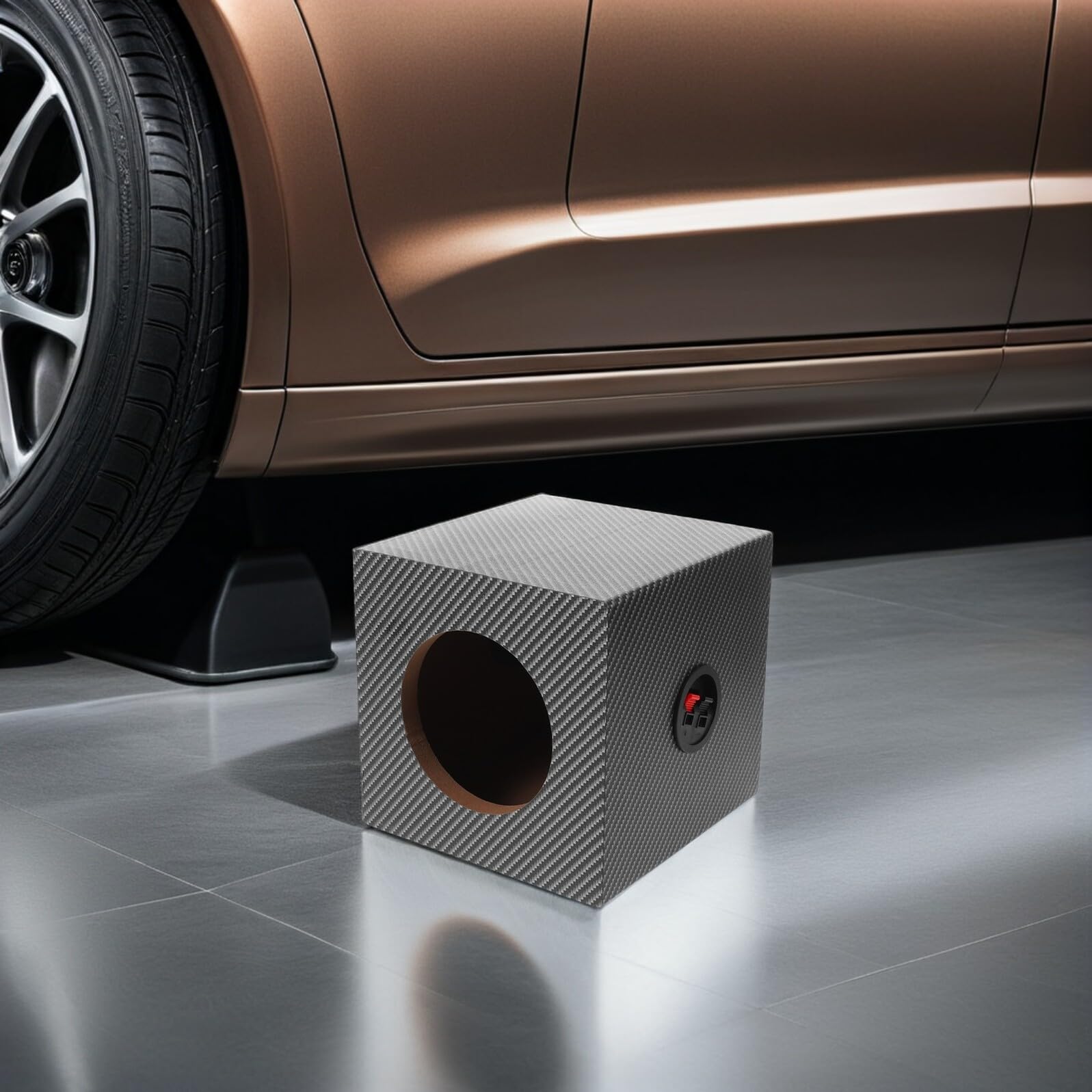 SHINEOFI Cassa per Subwoofer Auto in Legno e Pvc Nero, Scatola Altoparlante Compatta Isolamento Vibrazioni e Bassi Profondi, per Uso Quotidiano in Viaggi e Commuting
