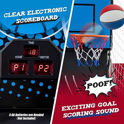 Miniatura 5 de Giantex Juego de arcade de baloncesto electrónico de doble disparo con 8 modos de juego, 4 bolas, 2 aros, bomba de aire, marcador LCD para adultos y