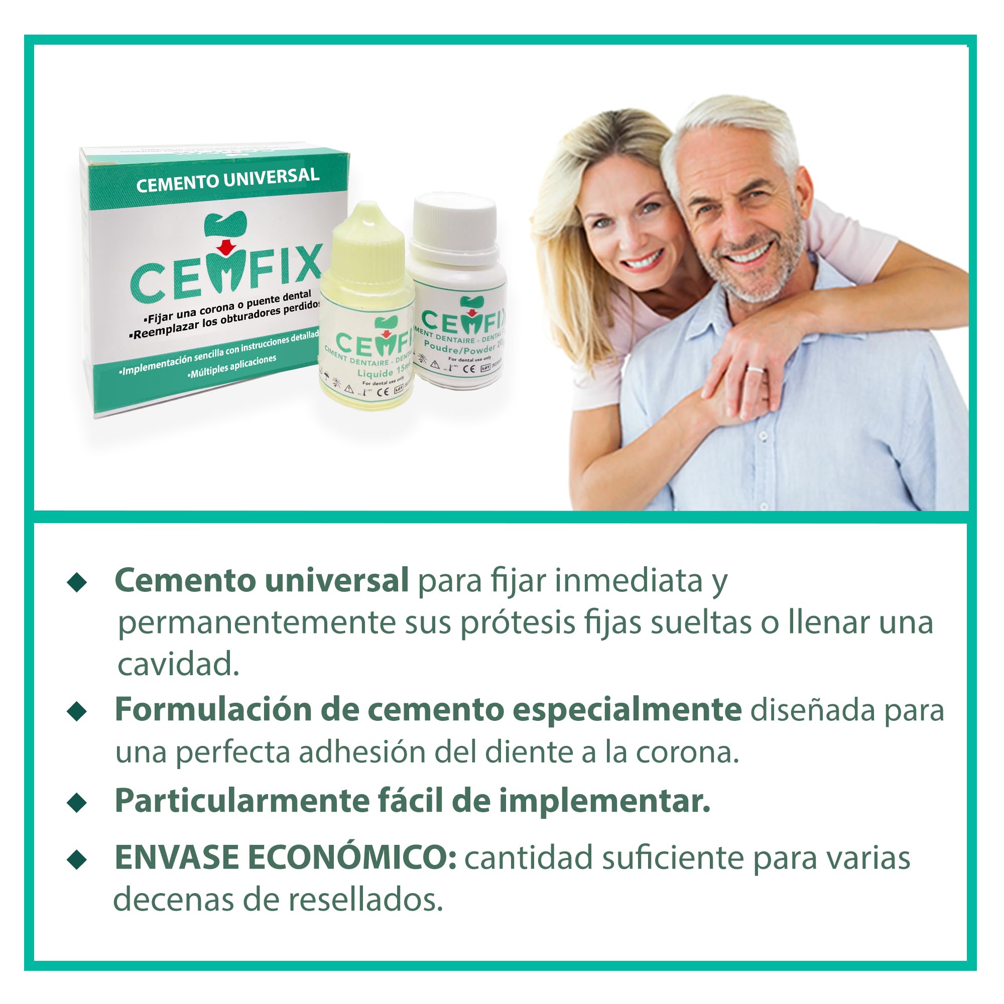 Kit de fijación para corona, puente y caries