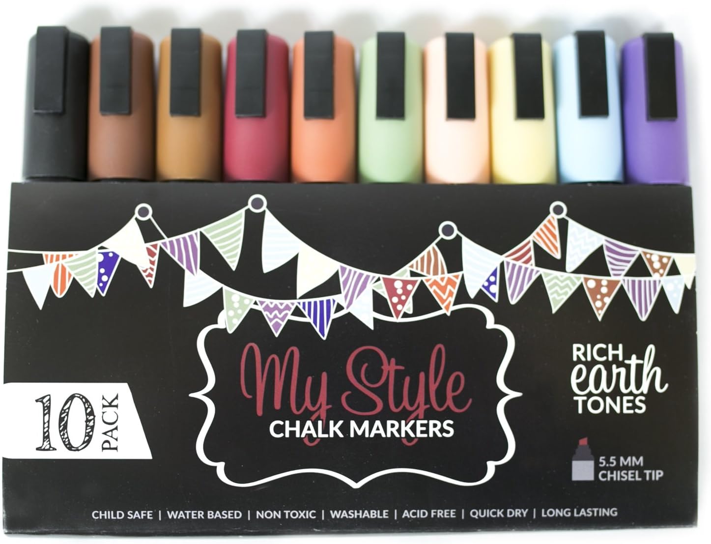 Chalk Markers by My Style Huge 10 Pack Set Rich Earth