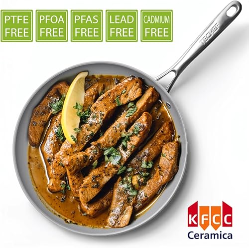 Miniatura 9 de TECHEF - CeraTerra - Sartén antiadherente de cerámica, sin PTFE, PFAS ni PFOA), apta para lavavajillas, mango de acero inoxidable, lista para
