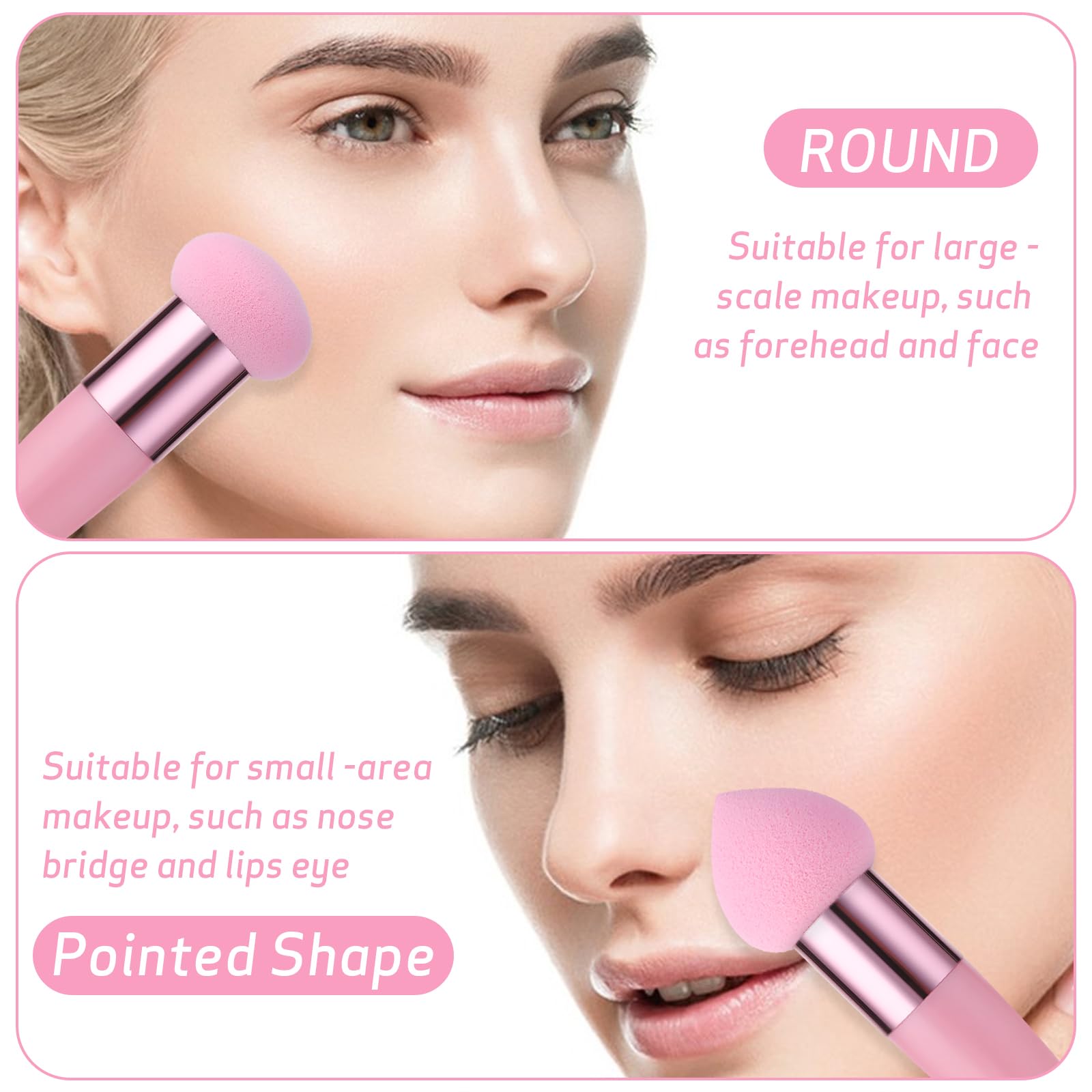 Sibba Make Up Schwammhalter Puderquaste 6 Stück Beauty Mixer Mischapplikator Pilze Foundation Pinsel Gesichts Creme Griff Pinsel Kosmetikkopf Kleiner Rouge Make Up Set Concealer (Rosa, Beige)