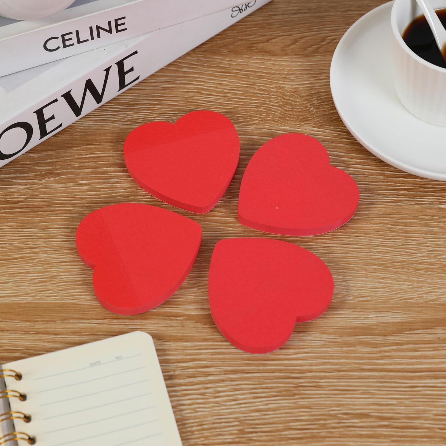 Evergreen Goods Haftnotizen in Herzform, Rot, 24 Blöcke, 100 Blatt pro Block, perfektes Geschenk für Valentinstag, Jahrestag, Zuhause, Büro, Klassenzimmer, entfernbare Haftnotizen, 76 x 76 mm