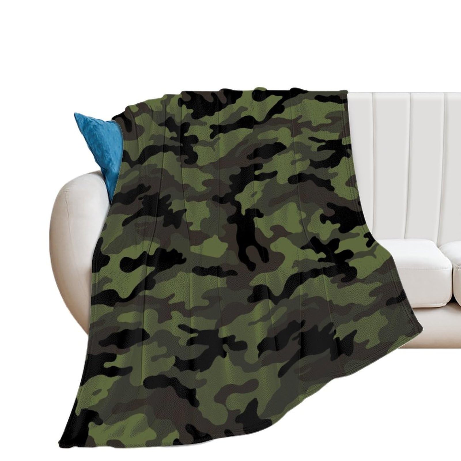 NCLQVJXZKHW Army Green Camouflage Flannel Blanket Soft Throw Blankets Bed Couch Sofa Travel